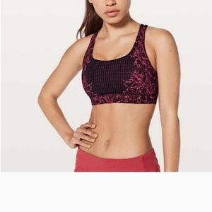 LULULEMON Energy Sports Bra Infinity Energy Bra Glossy Black Size 6 Yoga Workout